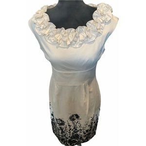 London Times Womens Sheath Dress White Black Flora